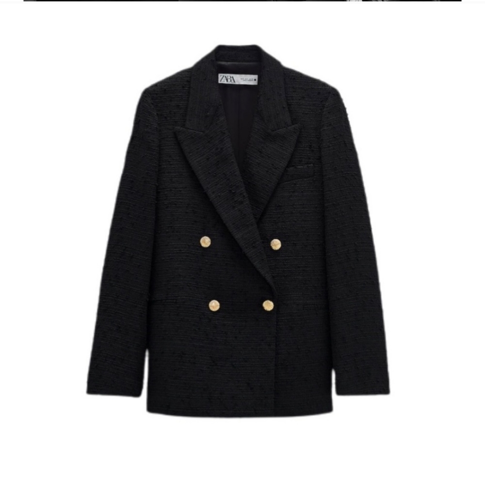 NWT Zara weave textured blazer with gold button